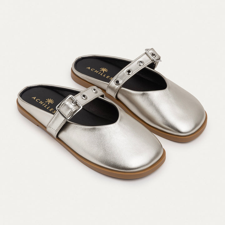 Achilles | Bella Casual Mules - Silver