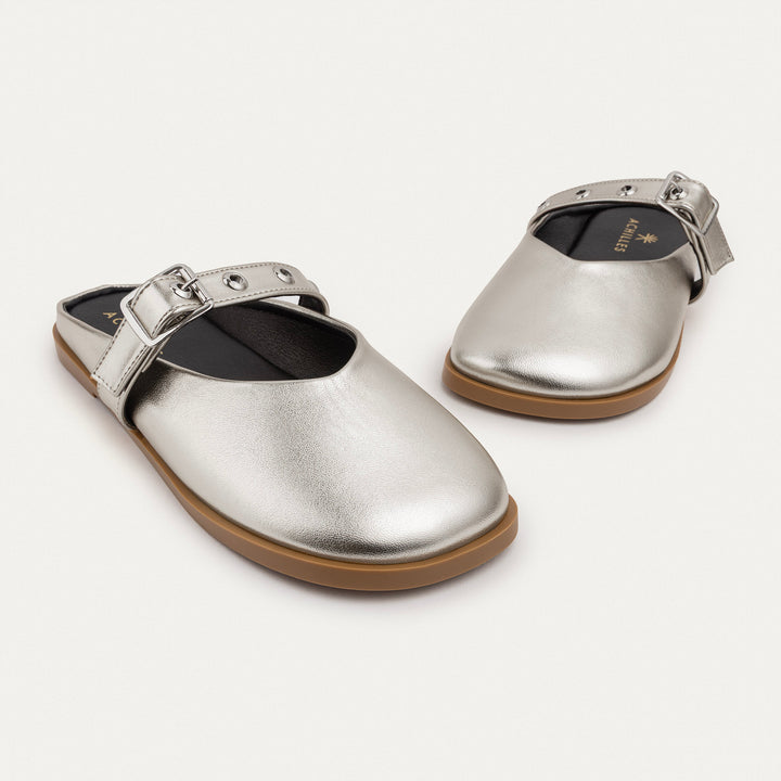 Achilles | Bella Casual Mules - Silver