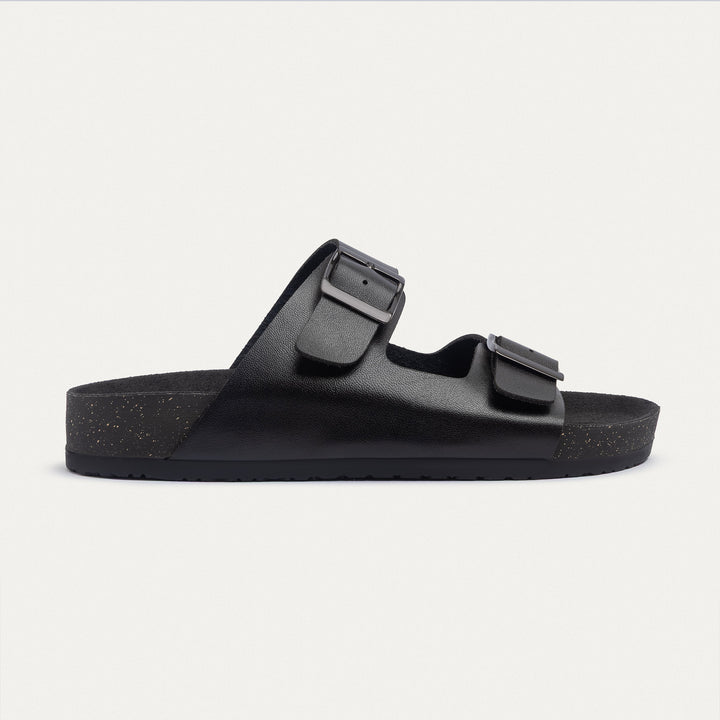 Luxe Twin Buckle Slides “ Black