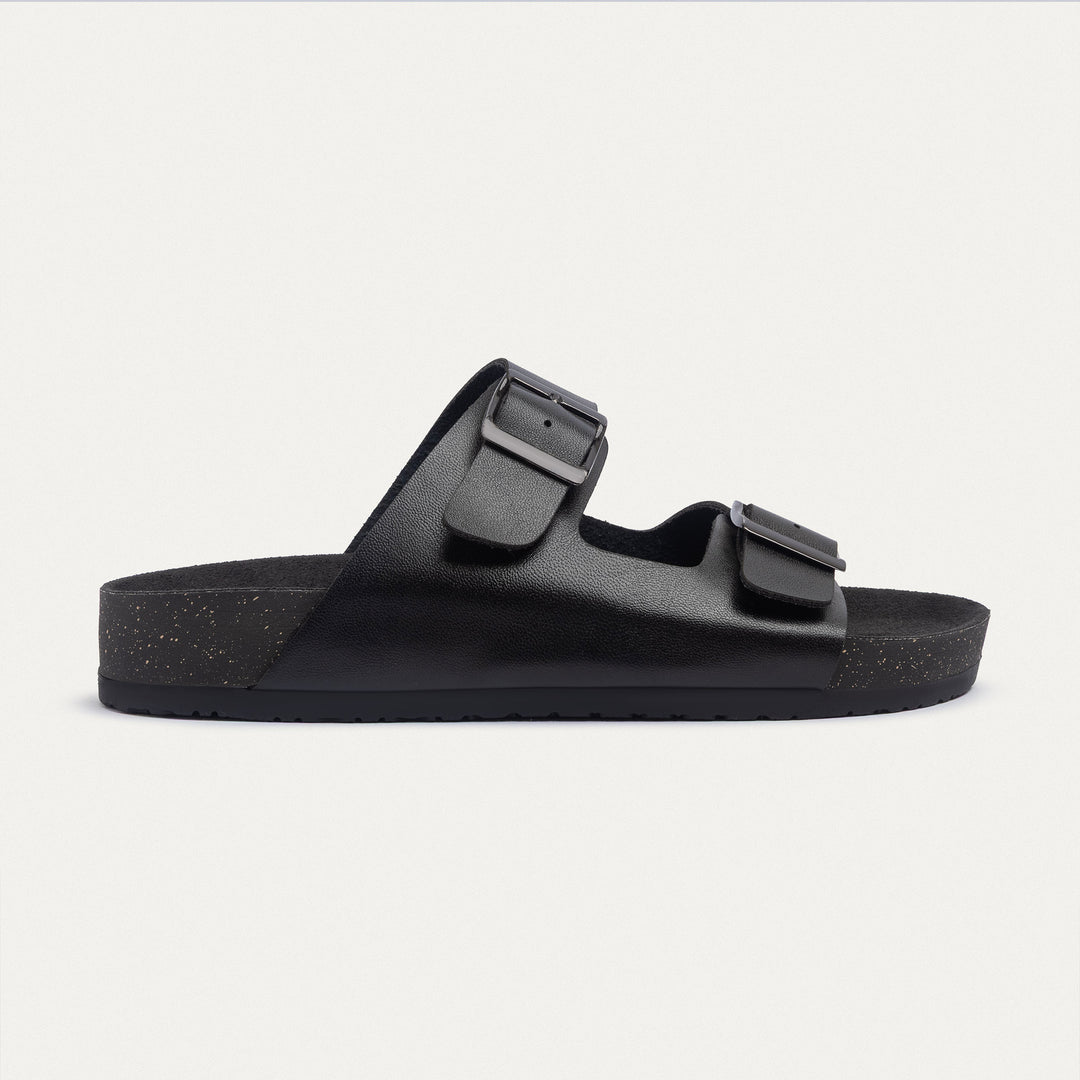 Achilles | Luxe Twin Buckle Slides – Black