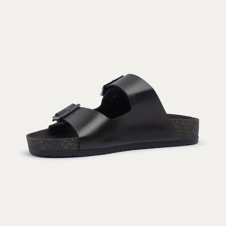 Luxe Twin Buckle Slides “ Black