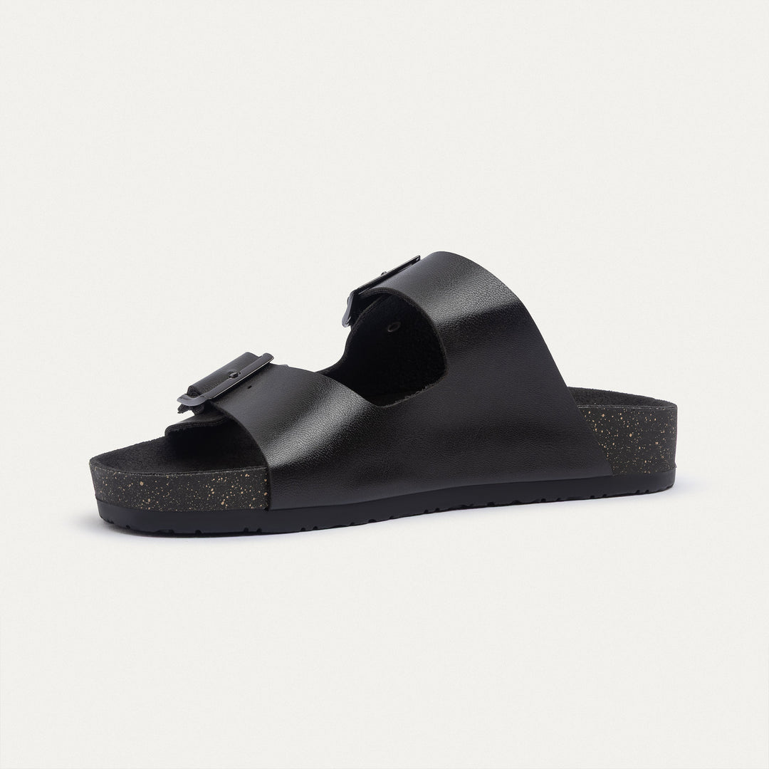 Achilles | Luxe Twin Buckle Slides – Black