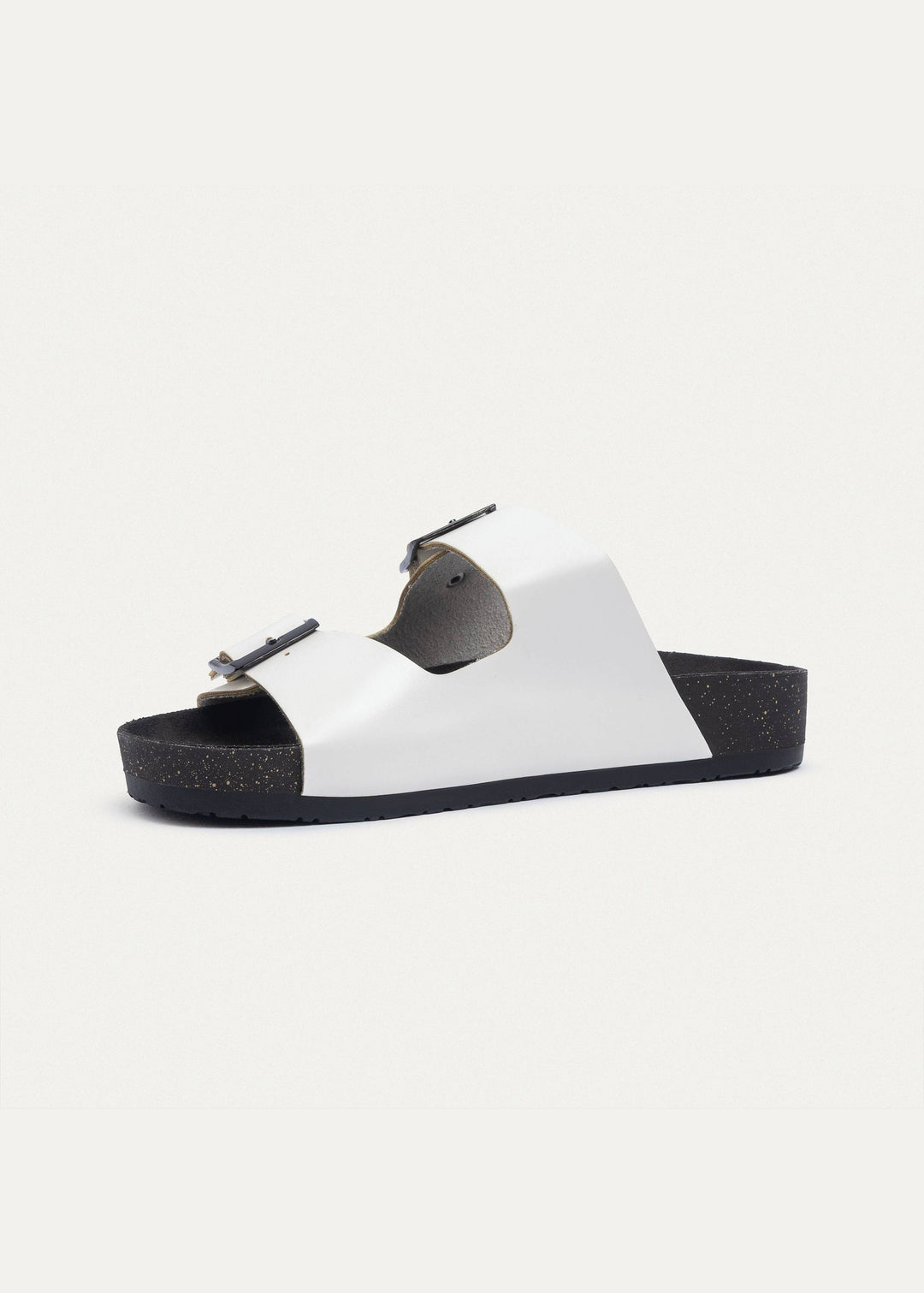 Achilles | Luxe Twin Buckle Slides â€“  White