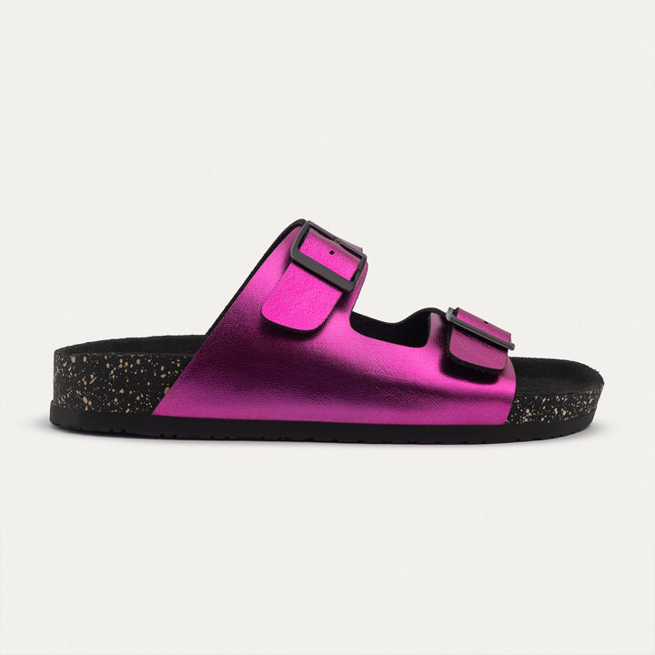 Luxe Twin Buckle Slides “ Vibrant Magenta ( Limited Edition )