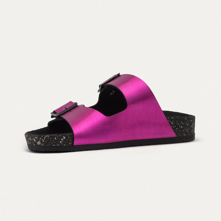 Luxe Twin Buckle Slides “ Vibrant Magenta ( Limited Edition )