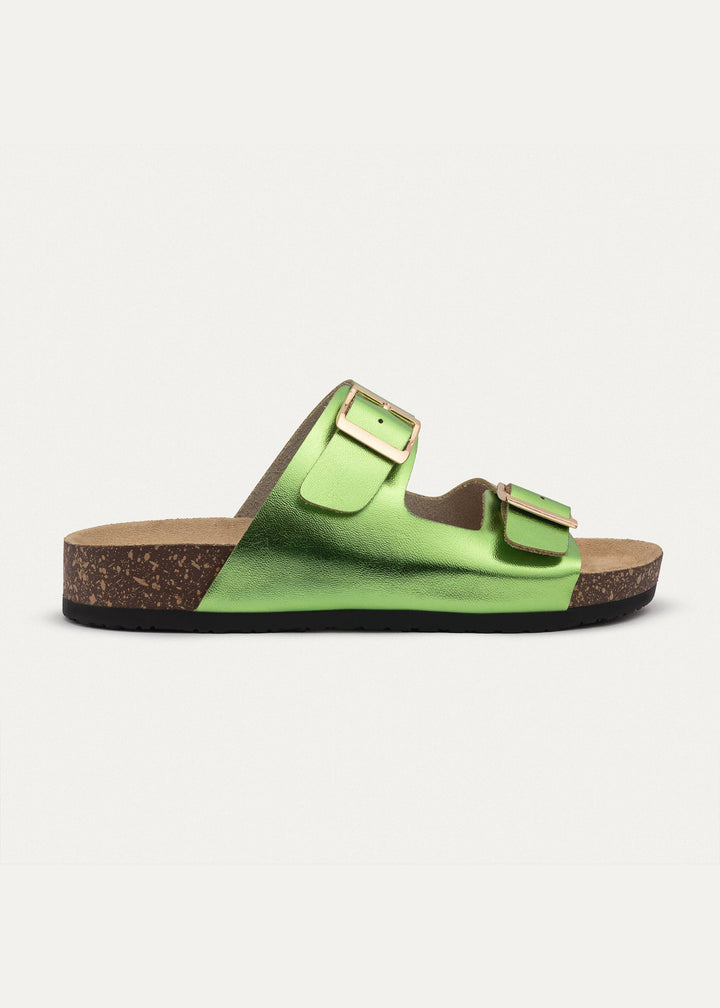 Luxe Twin Buckle Slides “ Green ( Limited Edition )