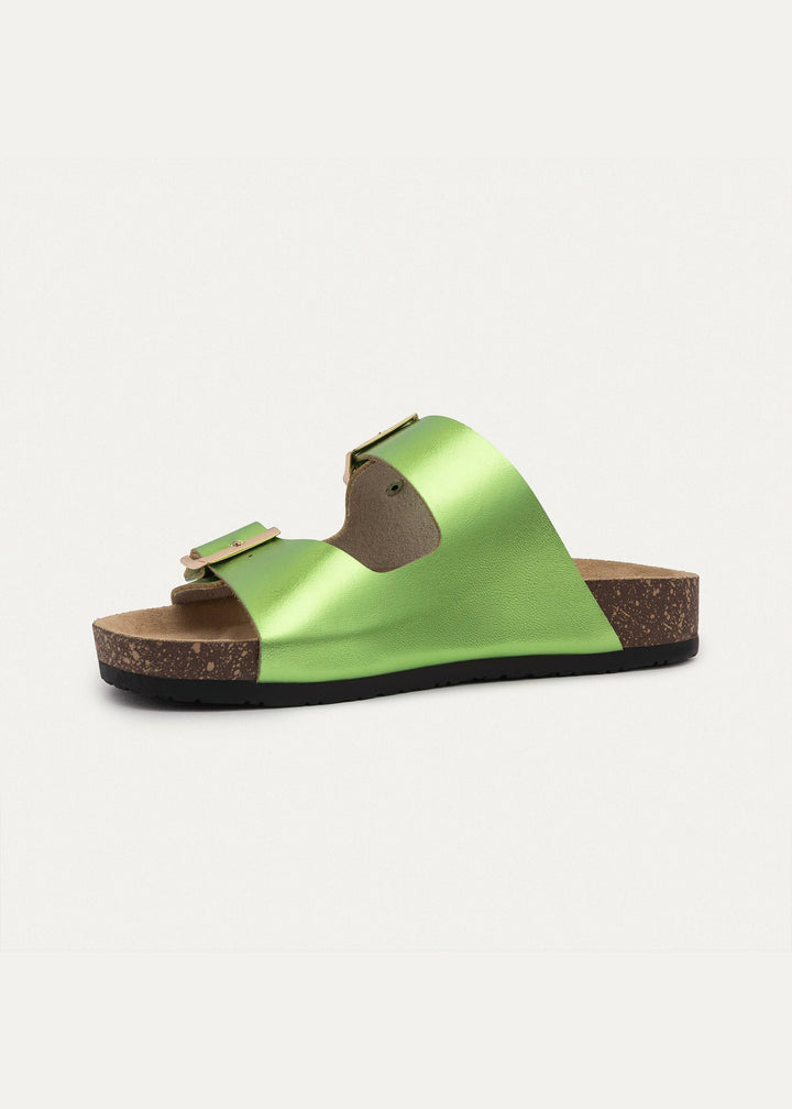 Luxe Twin Buckle Slides “ Green ( Limited Edition )