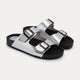 Luxe Twin Buckle Slides “ Silver