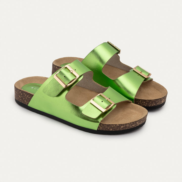 Achilles | Luxe Twin Buckle Slides – Green ( Limited Edition )