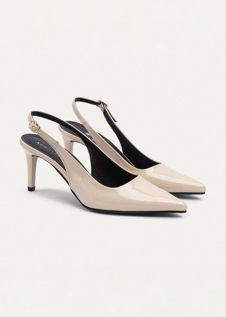 Slingback Pointed Heels | Beige