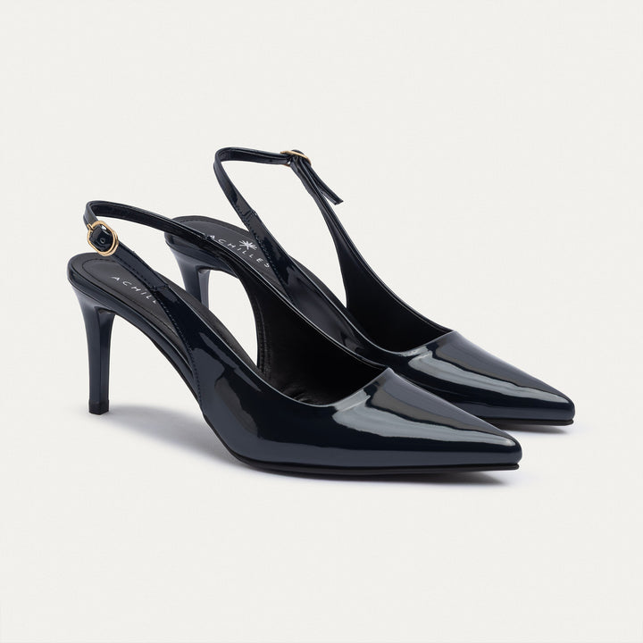 Slingback Pointed Heels | Dark Blue