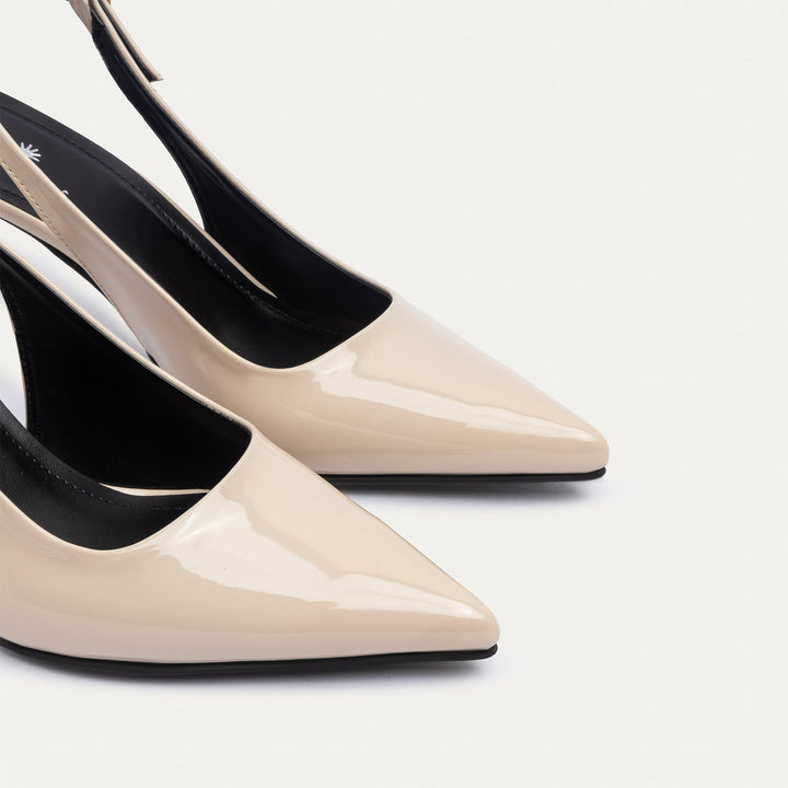 Achilles| Slingback Pointed Heels - Beige