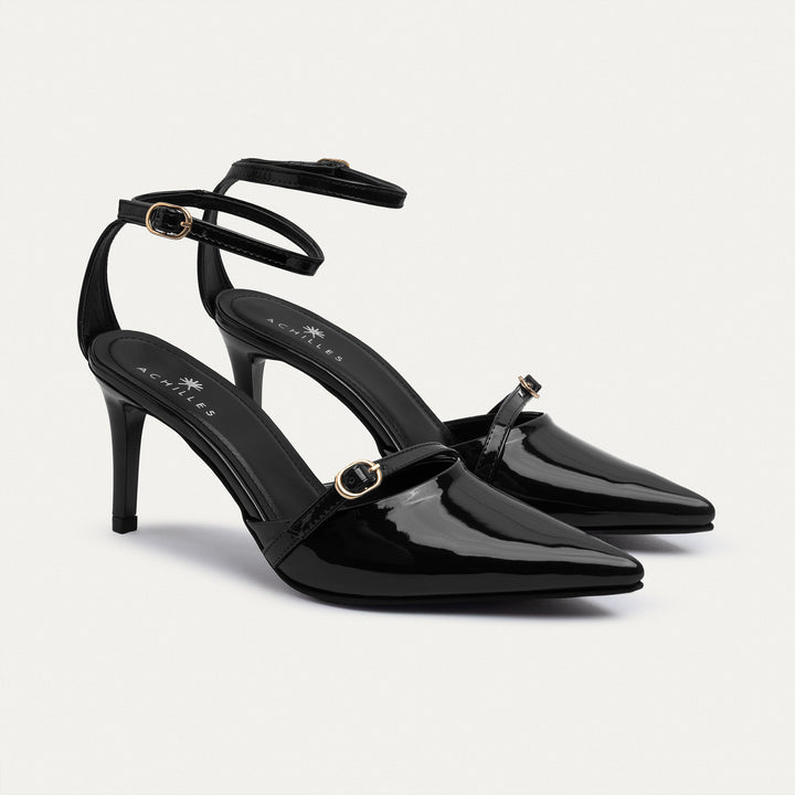 Achilles| Charm Pointed Heels - Black