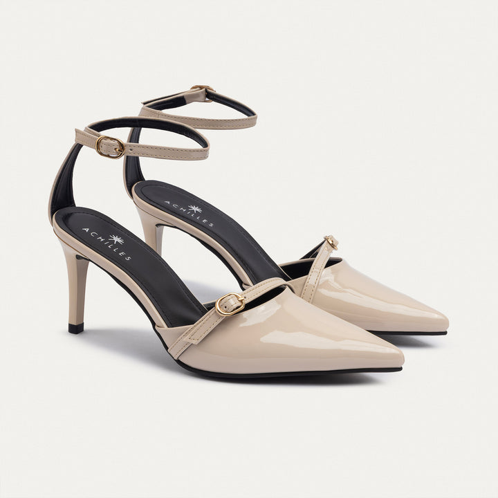 Achilles| Charm Pointed Heels - Beige