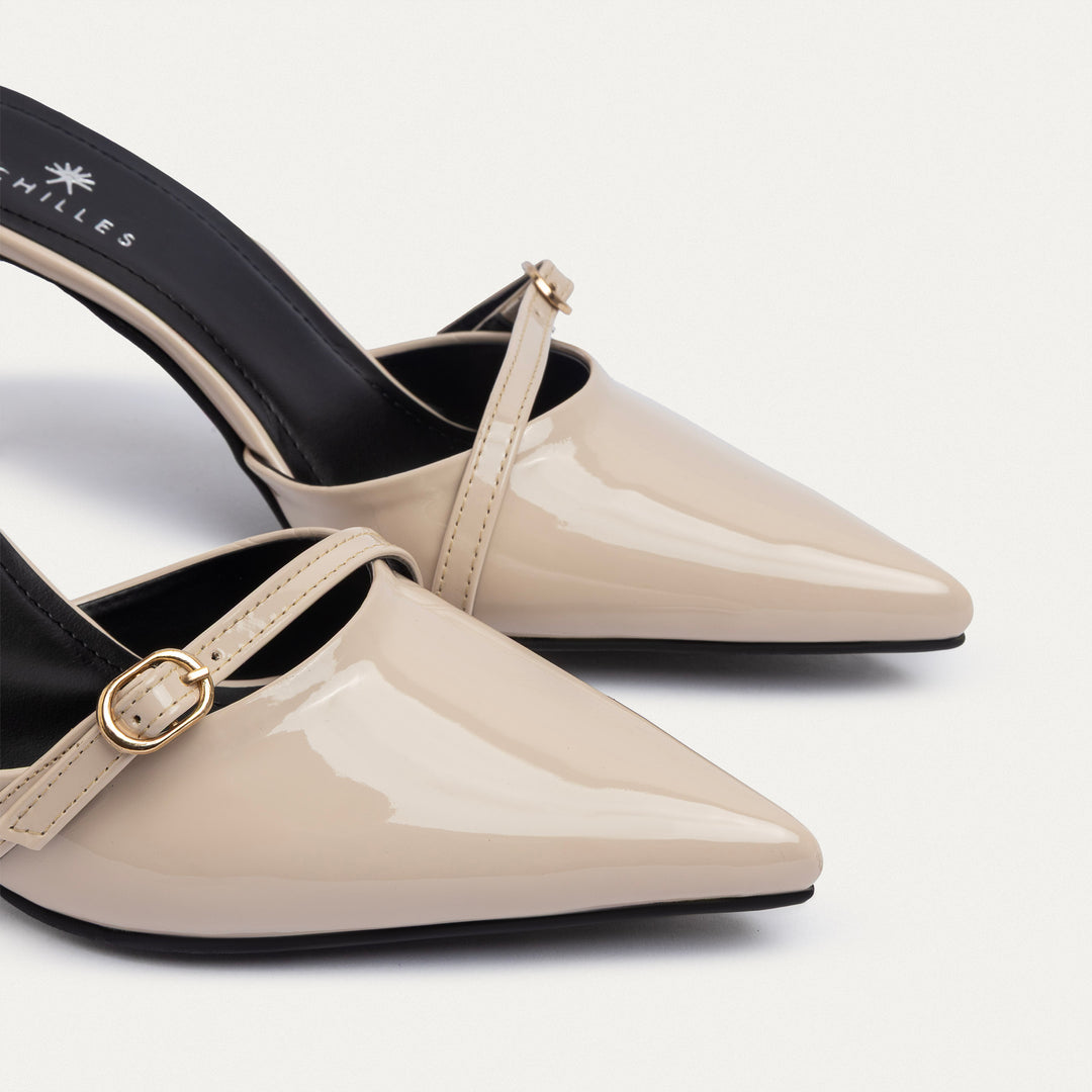 Achilles| Charm Pointed Heels - Beige