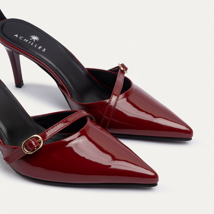 Achilles| Charm Pointed Heels - Burgundy