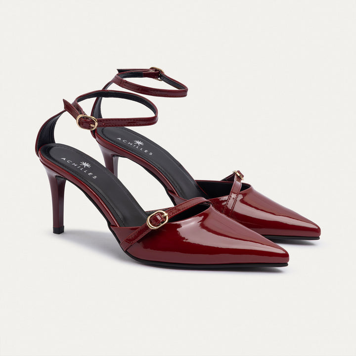 Achilles| Charm Pointed Heels - Burgundy