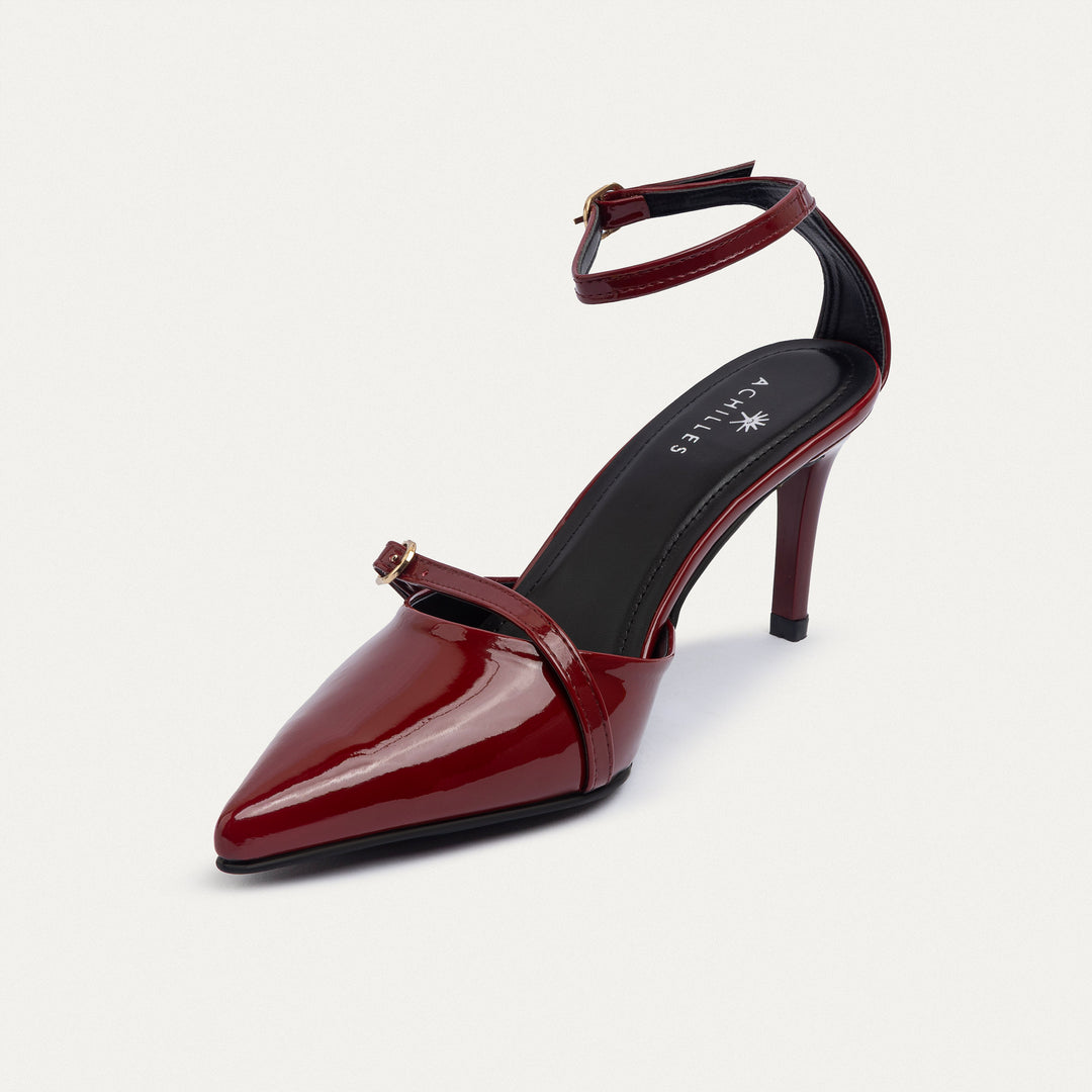 Achilles| Charm Pointed Heels - Burgundy