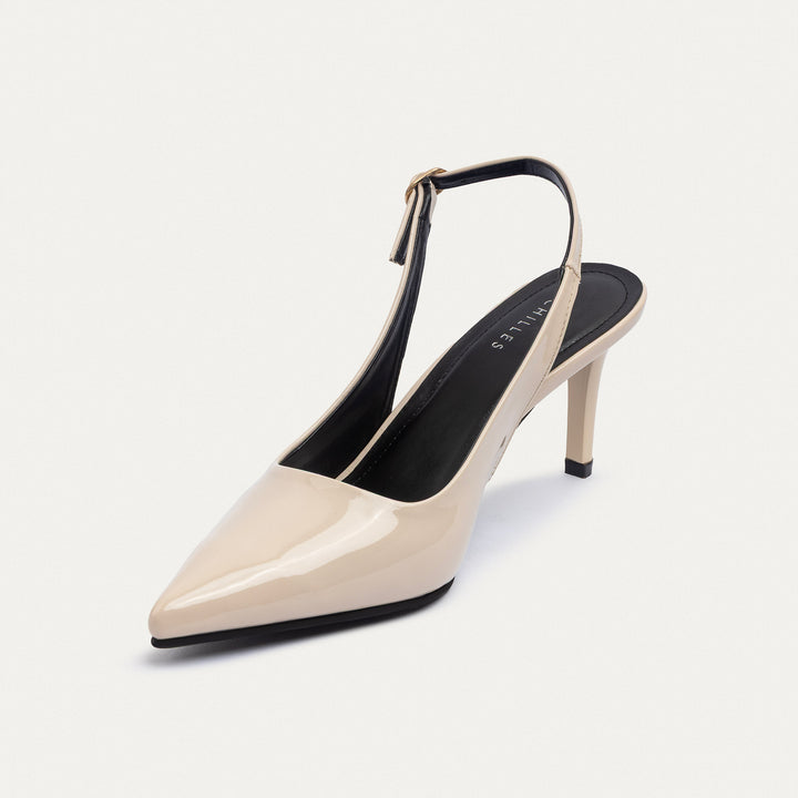 Achilles| Slingback Pointed Heels - Beige