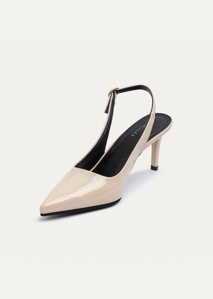 Slingback Pointed Heels | Beige
