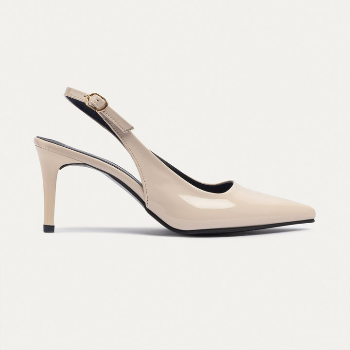 Achilles| Slingback Pointed Heels - Beige