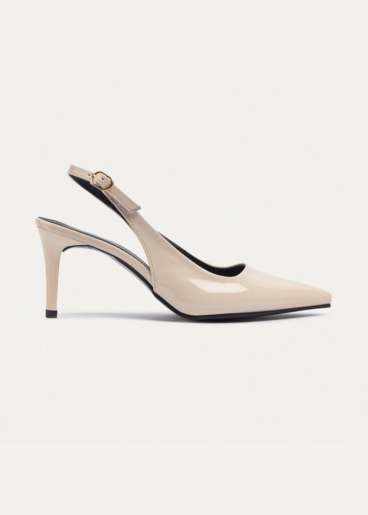 Slingback Pointed Heels | Beige