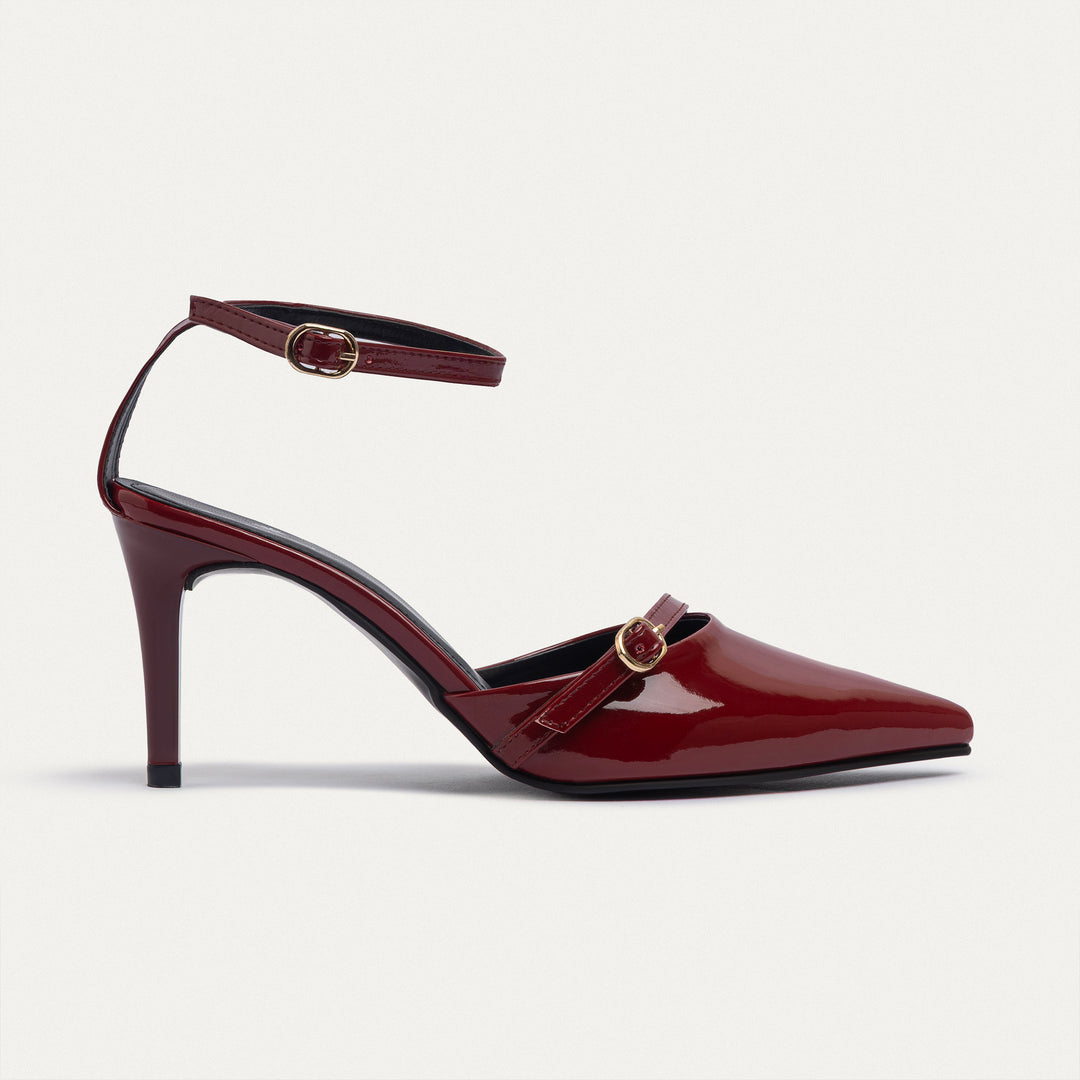 Achilles| Charm Pointed Heels - Burgundy