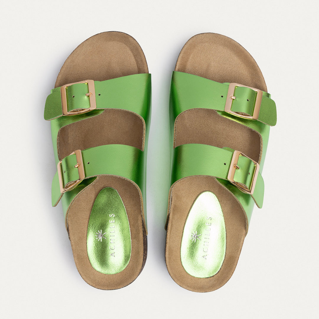 Achilles | Luxe Twin Buckle Slides – Green ( Limited Edition )