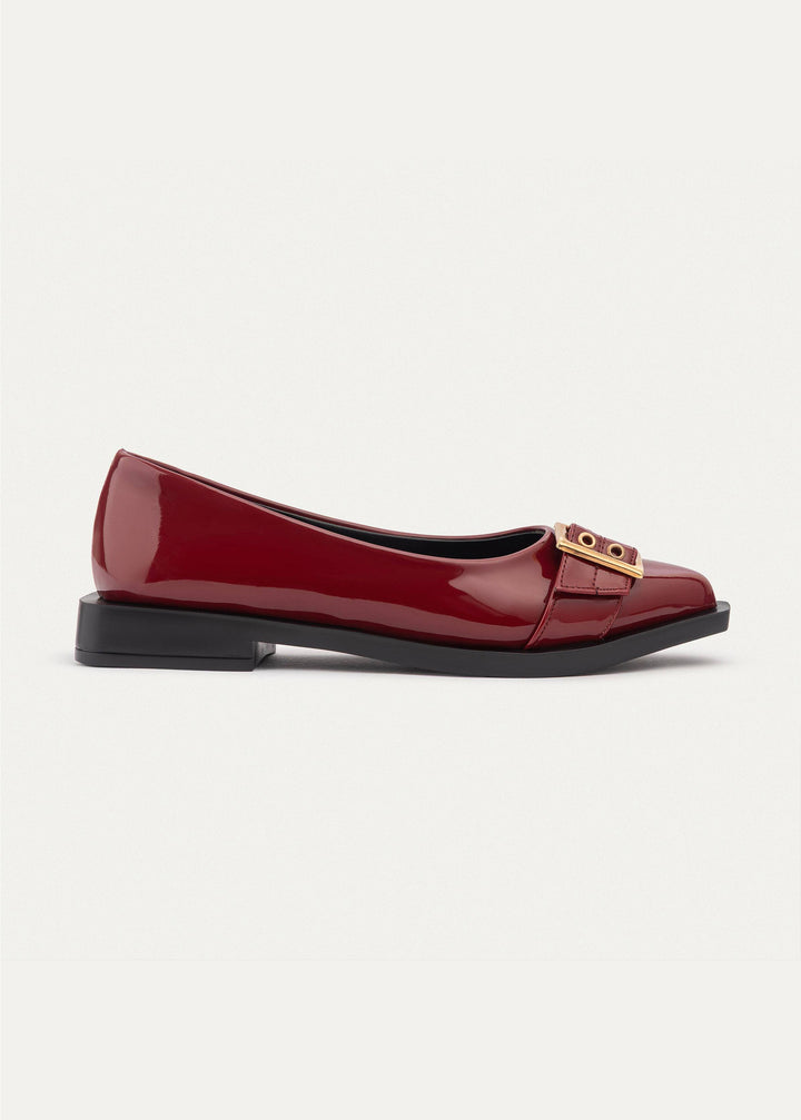 Buckled Pointed Loafers | Crimson Red