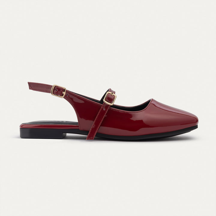 Achilles | Patent Slingback Sandals with Buckle for Women - Crimson Red