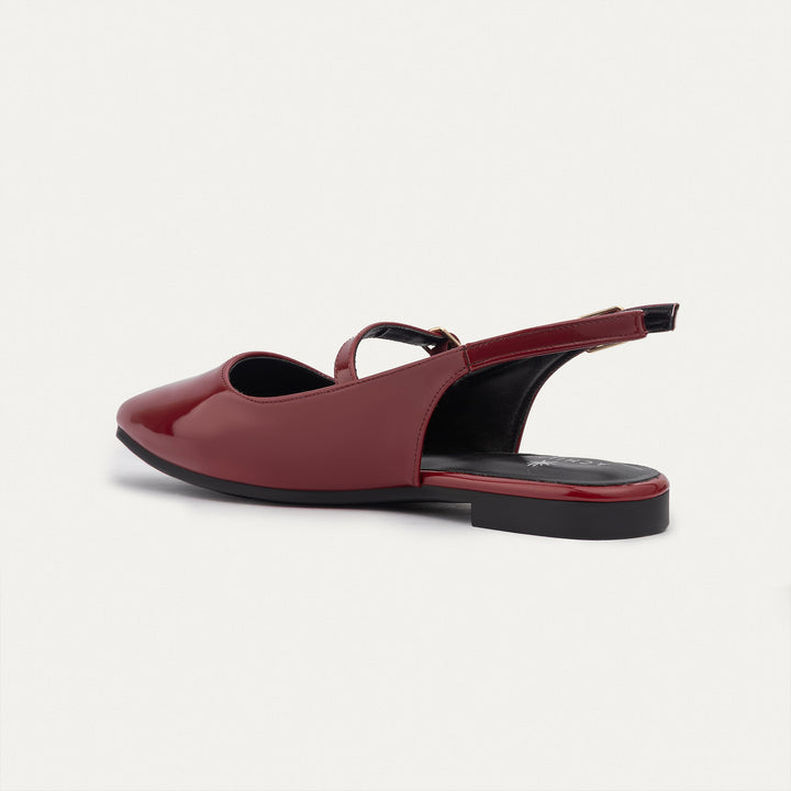 Patent Slingback Sandals with Buckle for Women | Crimson Red
