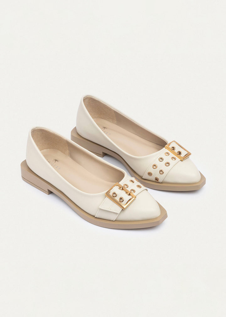 Achilles | Buckled Pointed Loafers - Beige