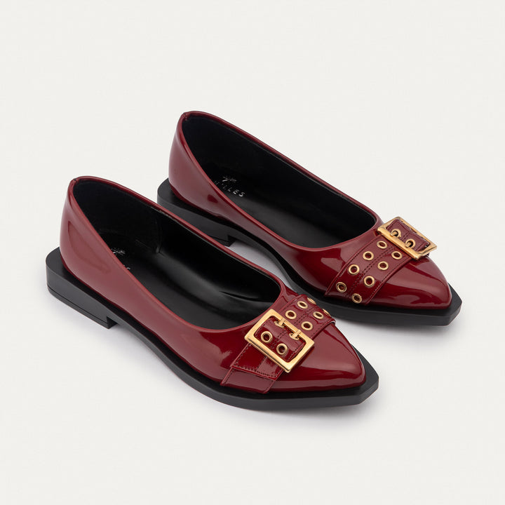 Achilles | Buckled Pointed Loafers - Crimson Red
