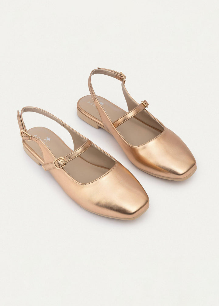 Achilles | Slingback Sandals with Buckle for Women - Rose Gold