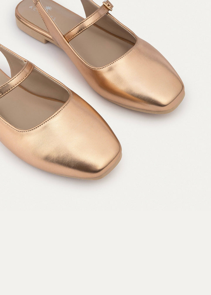 Achilles | Slingback Sandals with Buckle for Women - Rose Gold