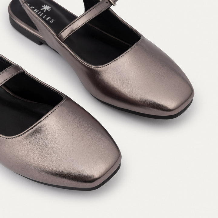 Achilles | Slingback Sandals with Buckle for Women - Bronze Gray