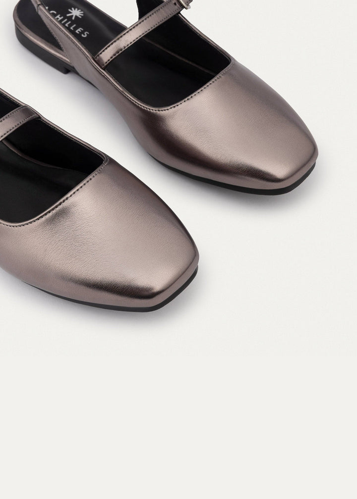 Achilles | Slingback Sandals with Buckle for Women - Bronze Gray