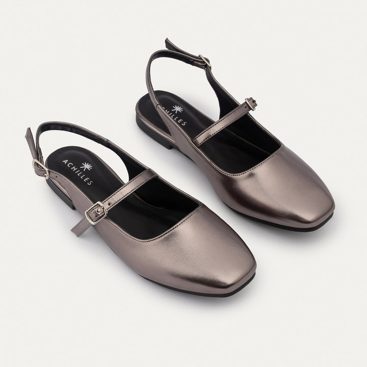 Achilles | Slingback Sandals with Buckle for Women - Bronze Gray
