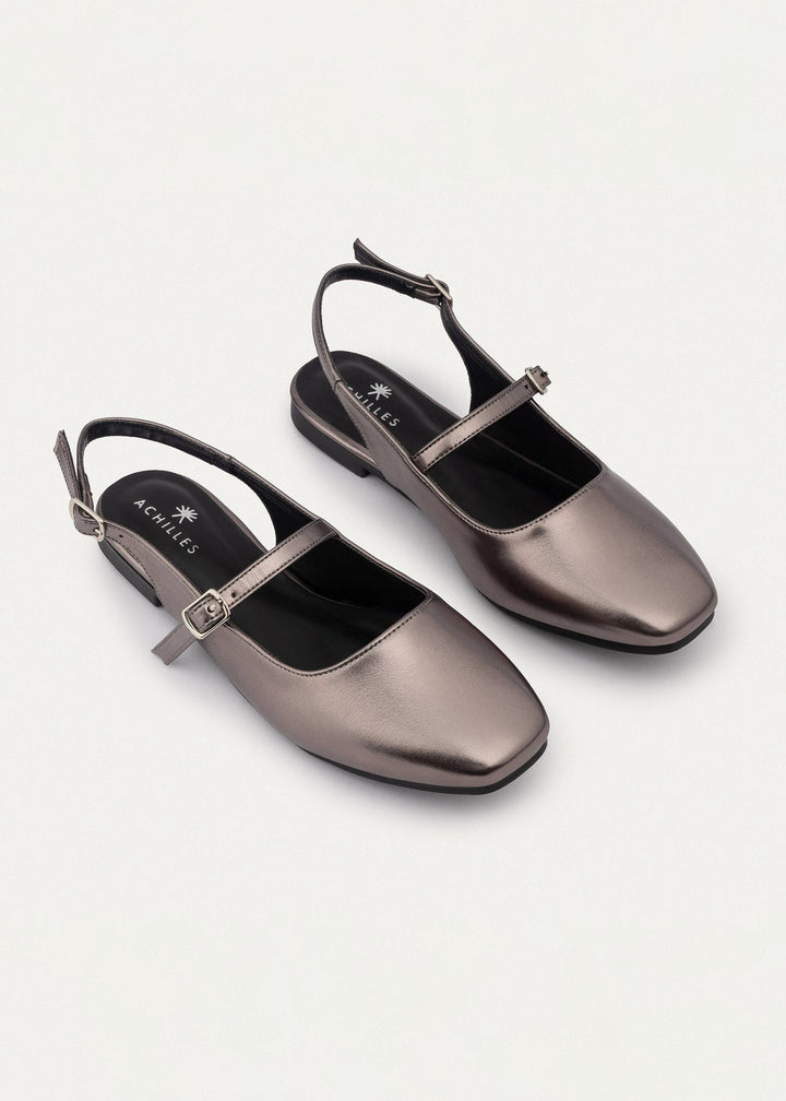 Achilles | Slingback Sandals with Buckle for Women - Bronze Gray