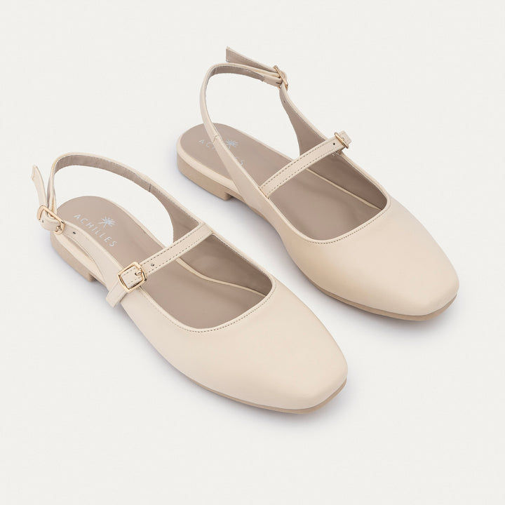 Achilles | Slingback Sandals with Buckle for Women - Beige