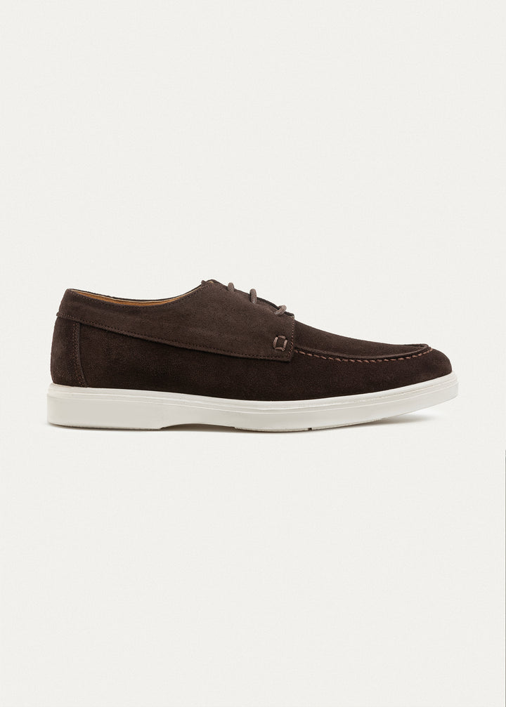Suede Leather Lace-Up Derby | Brown