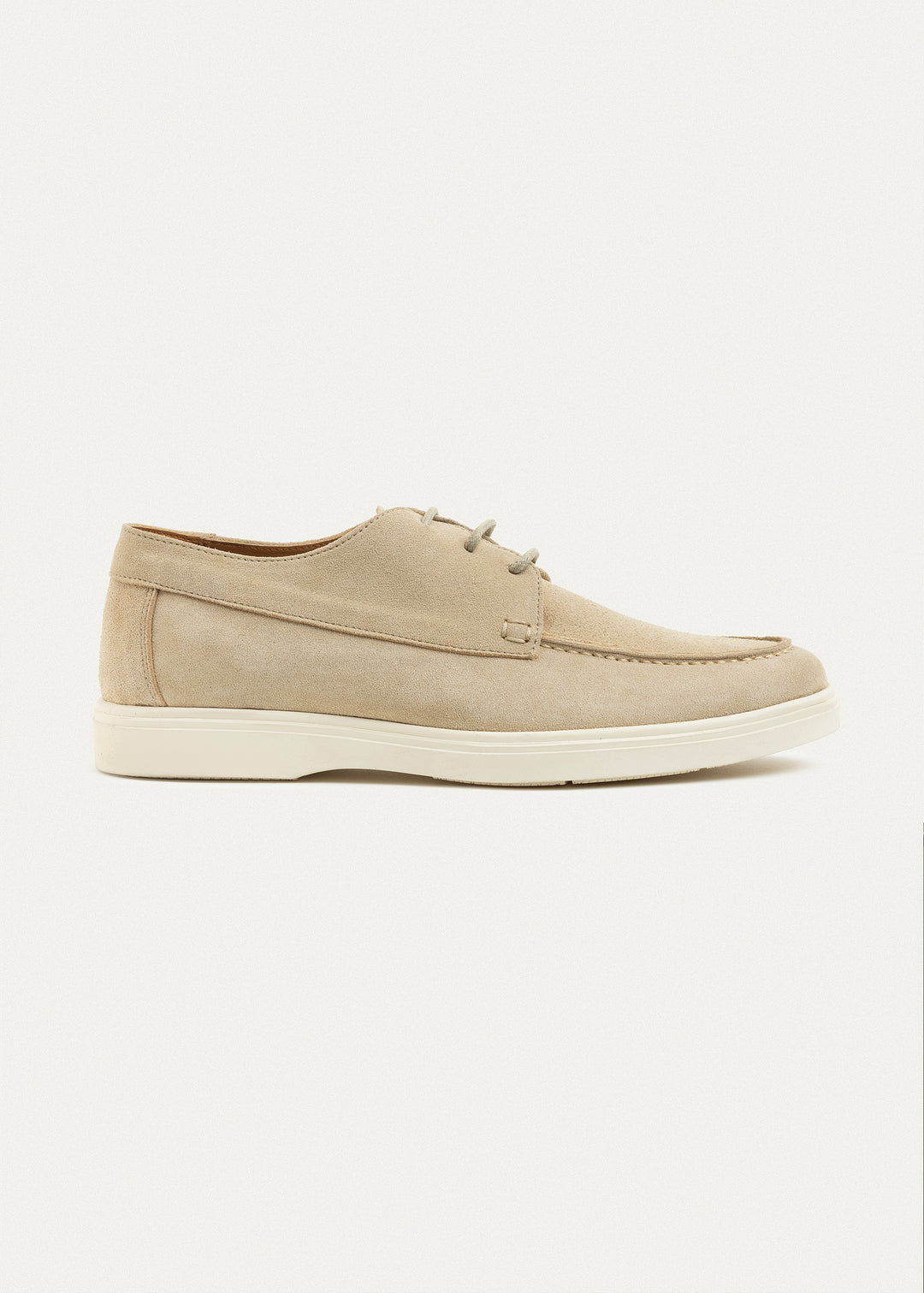 Suede Leather Lace-Up Derby| Beige