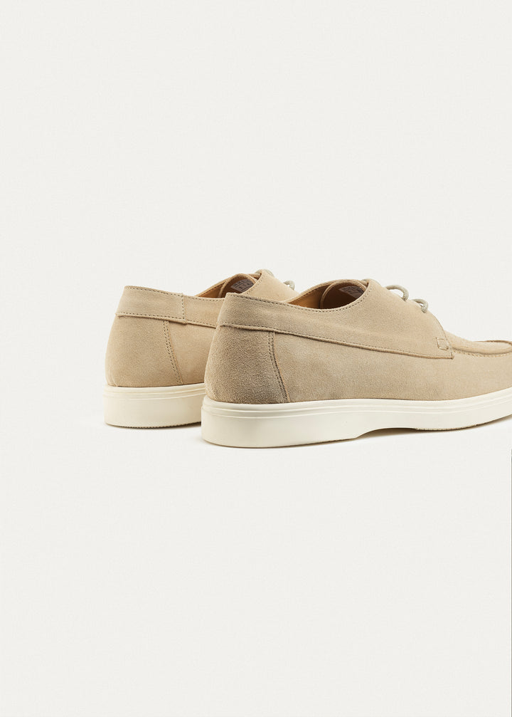 Suede Leather Lace-Up Derby| Beige