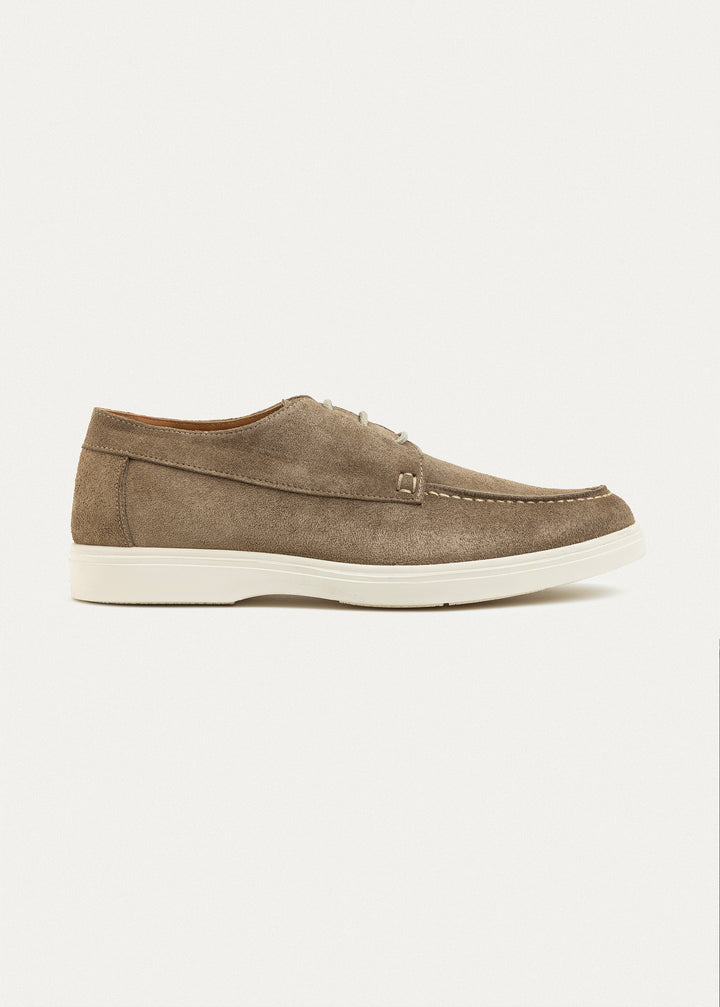 Suede Leather Lace-Up Derby | Café
