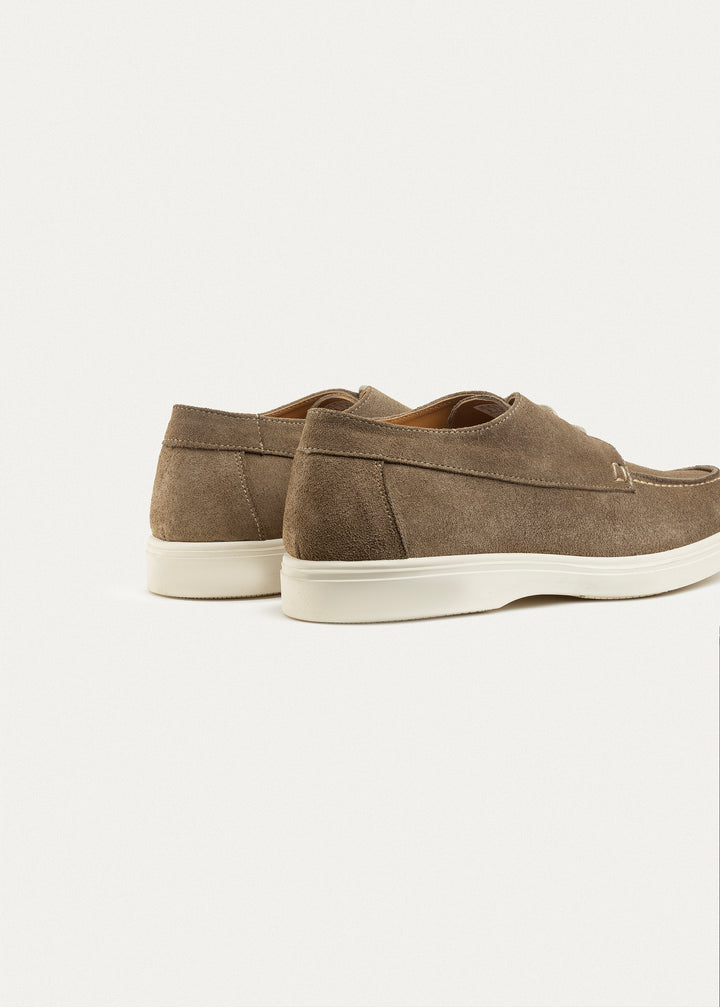 Suede Leather Lace-Up Derby | Café