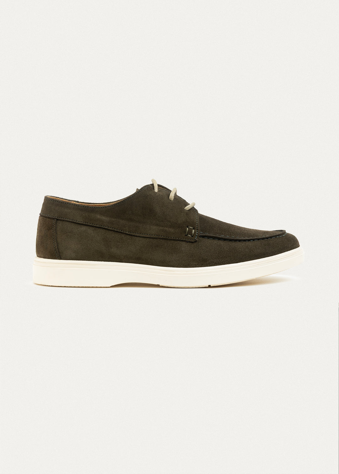 Suede Leather Lace-Up Derby | Olive