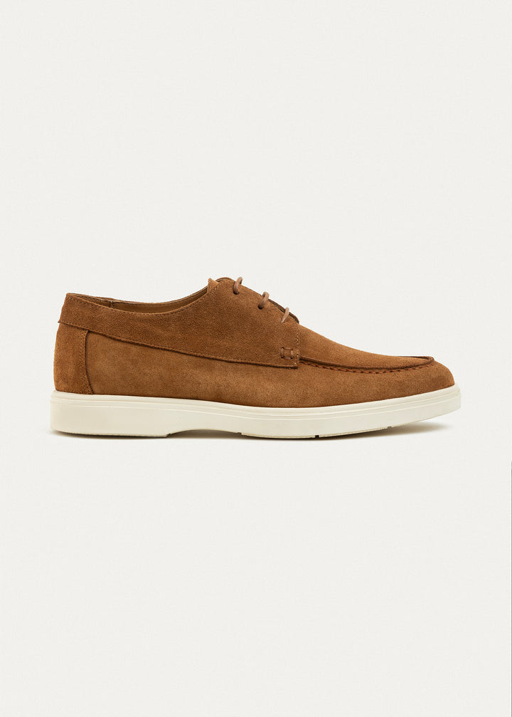 Suede Leather Lace-Up Derby | Cinnamon
