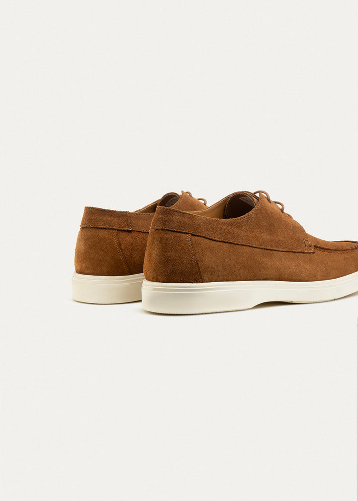 Suede Leather Lace-Up Derby | Cinnamon