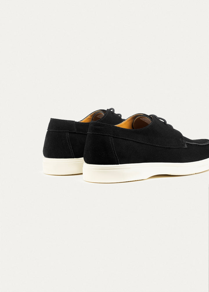 Suede Leather Lace-Up Derby | Black