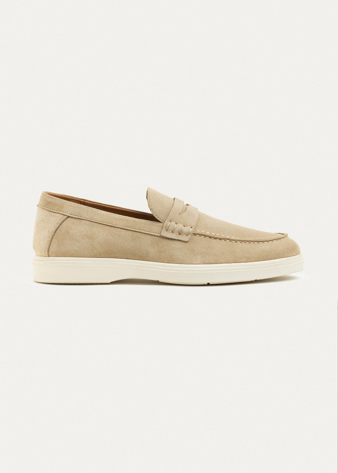 Suede Leather Penny Loafers | Beige